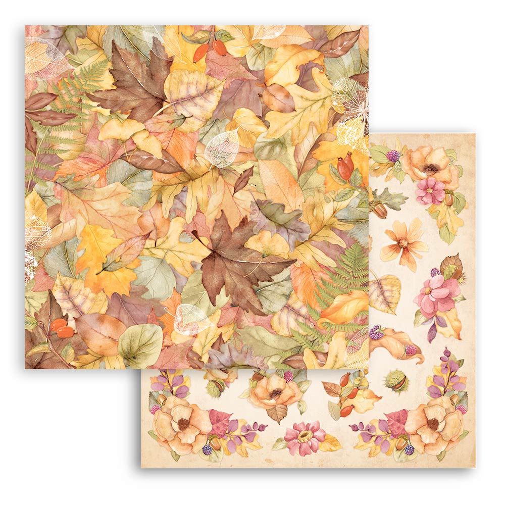 Carta Scrap Woodland foglie Stamperia