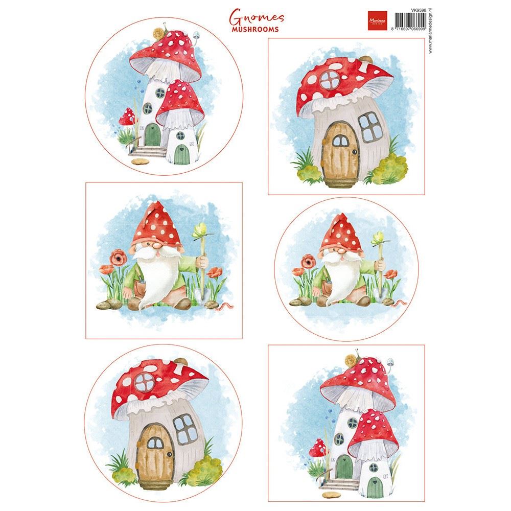 Carta da Découpage Gnomes Mushrooms