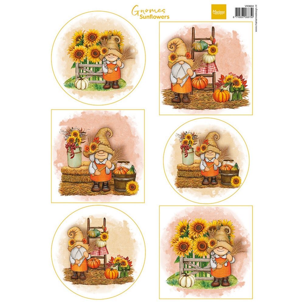 Carta da Découpage Gnomes Sunflowers