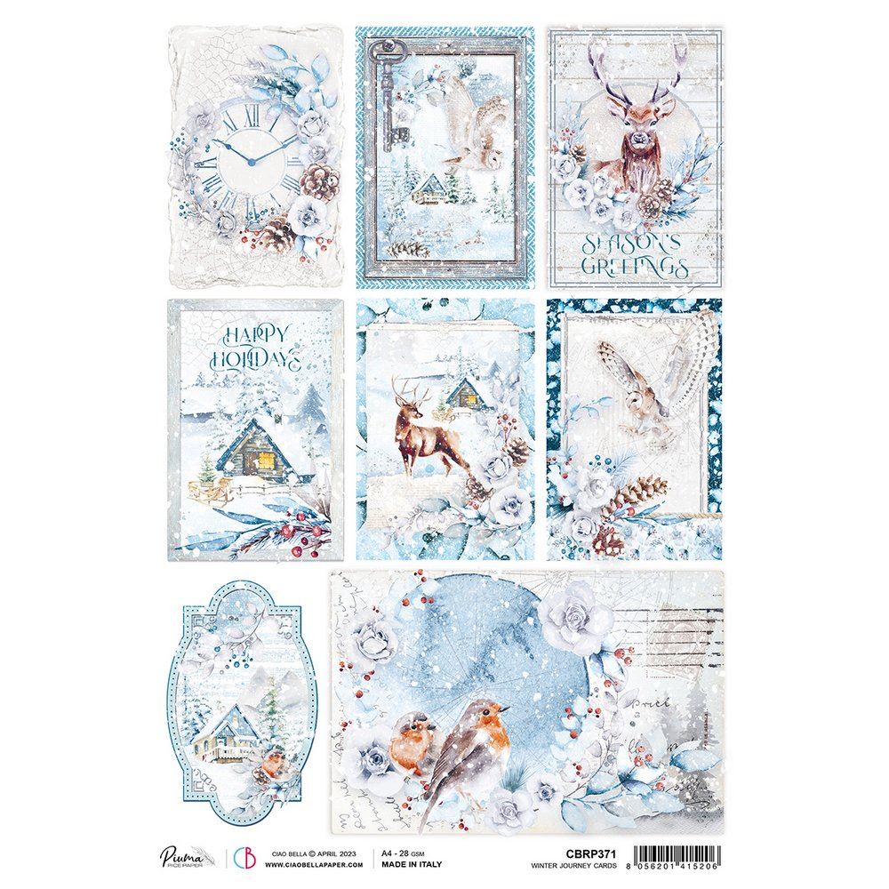 Carta di Riso A4 Winter Journey Cards