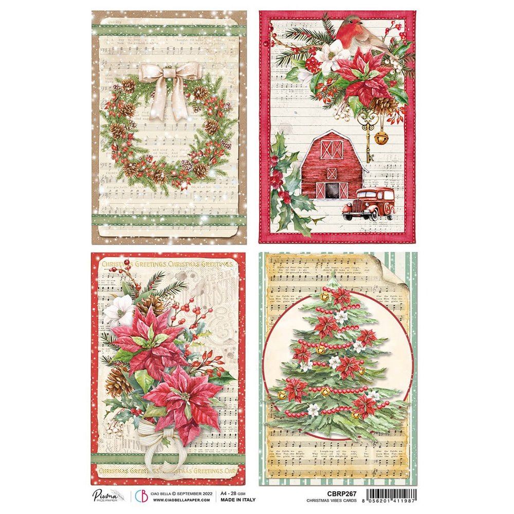 Carta di Riso Christams Vibes Cards A4