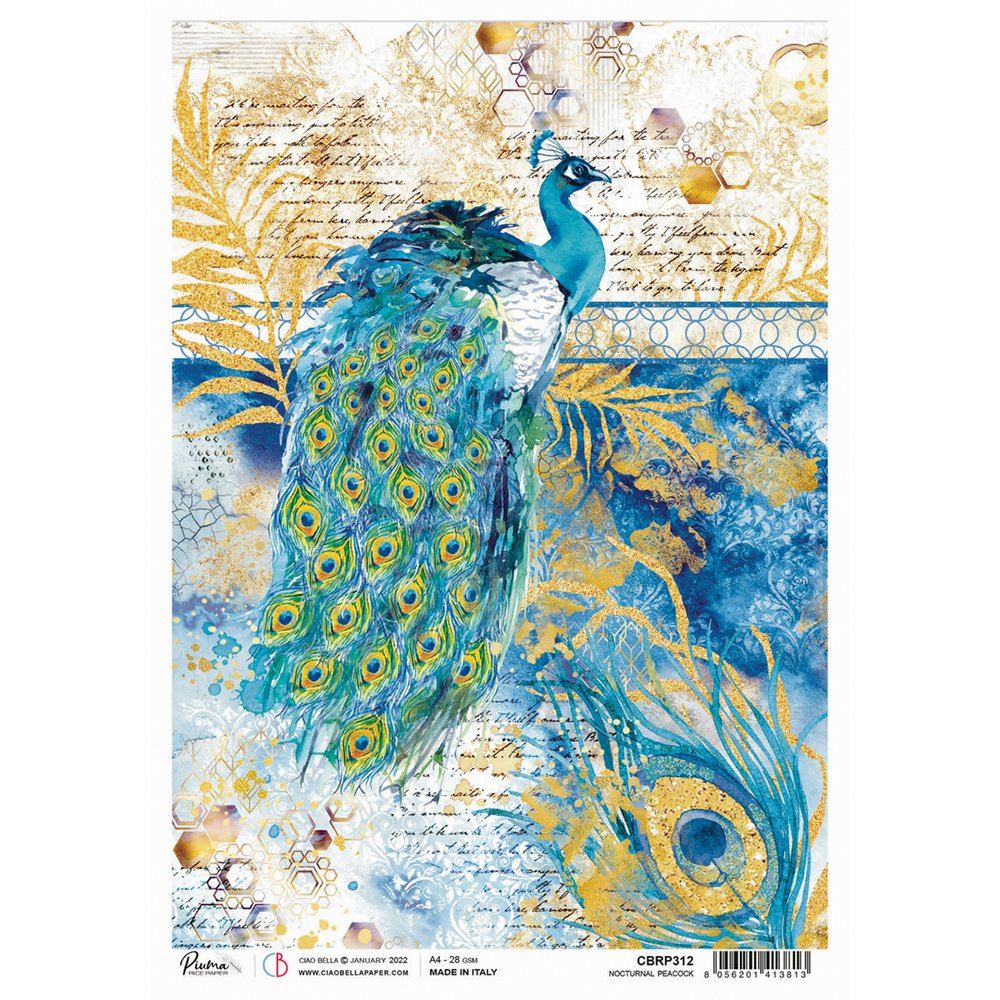 Carta di Riso Nocturnal peacock A4