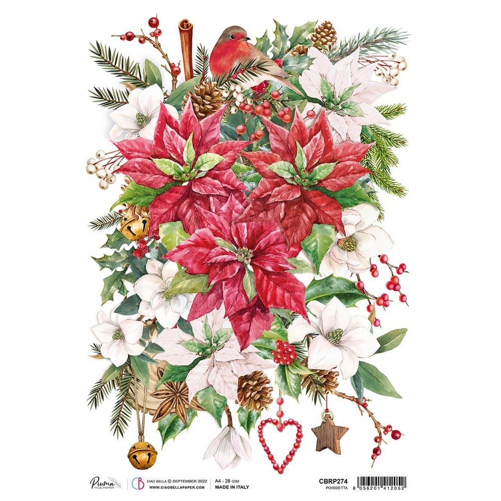 Carta di Riso Poinsettia A4