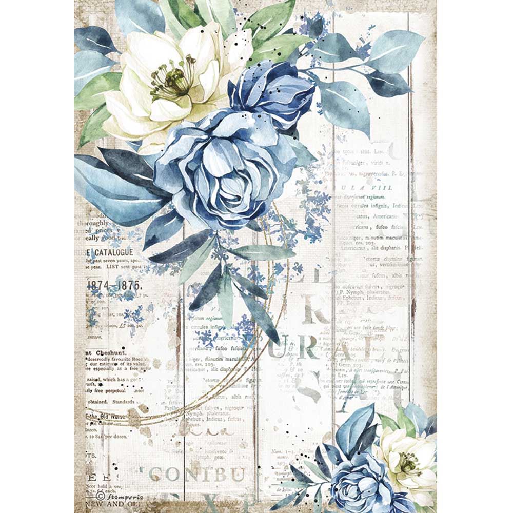 Carta di Riso A4 Romantic Sea Dream Fiore Blu
