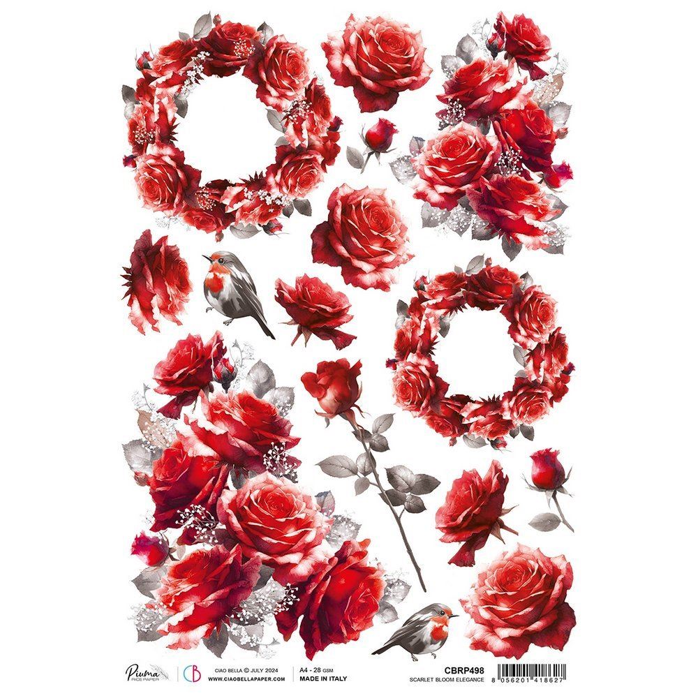 Carta di Riso Scarlet Bloom Elegance A4