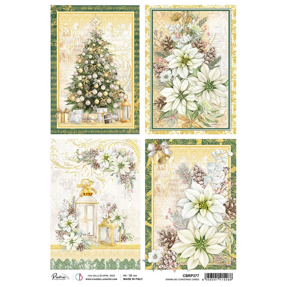 Carta di Riso Sparkling Christmas cards A4