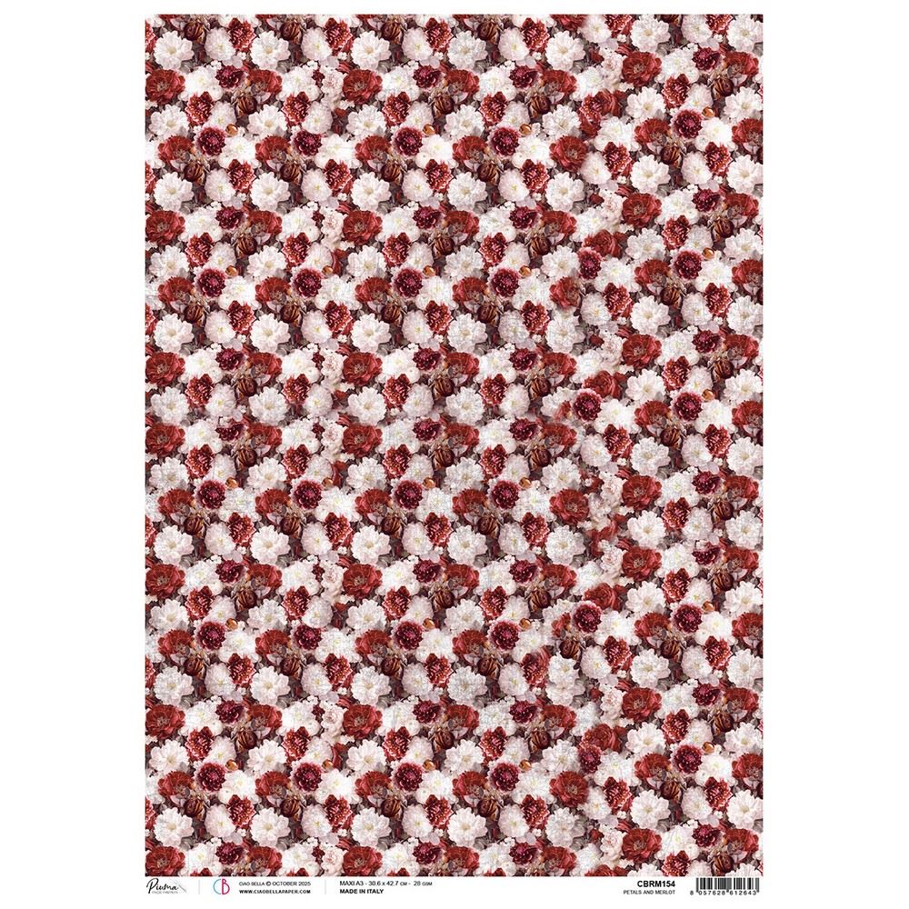 Carta di riso A3 Petals and Merlot Book Lovers