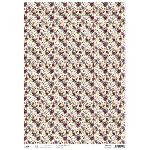 Carta di riso A3 Poetic pattern Bohemian Burgundy