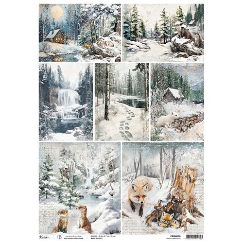Carta di riso A3  Winter Landscapes Forest Tales