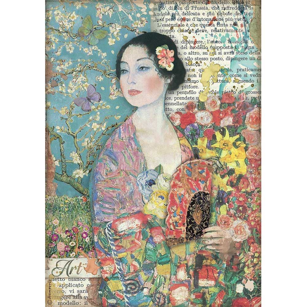 Carta di riso A4 Atelier Dama con Ventaglio
