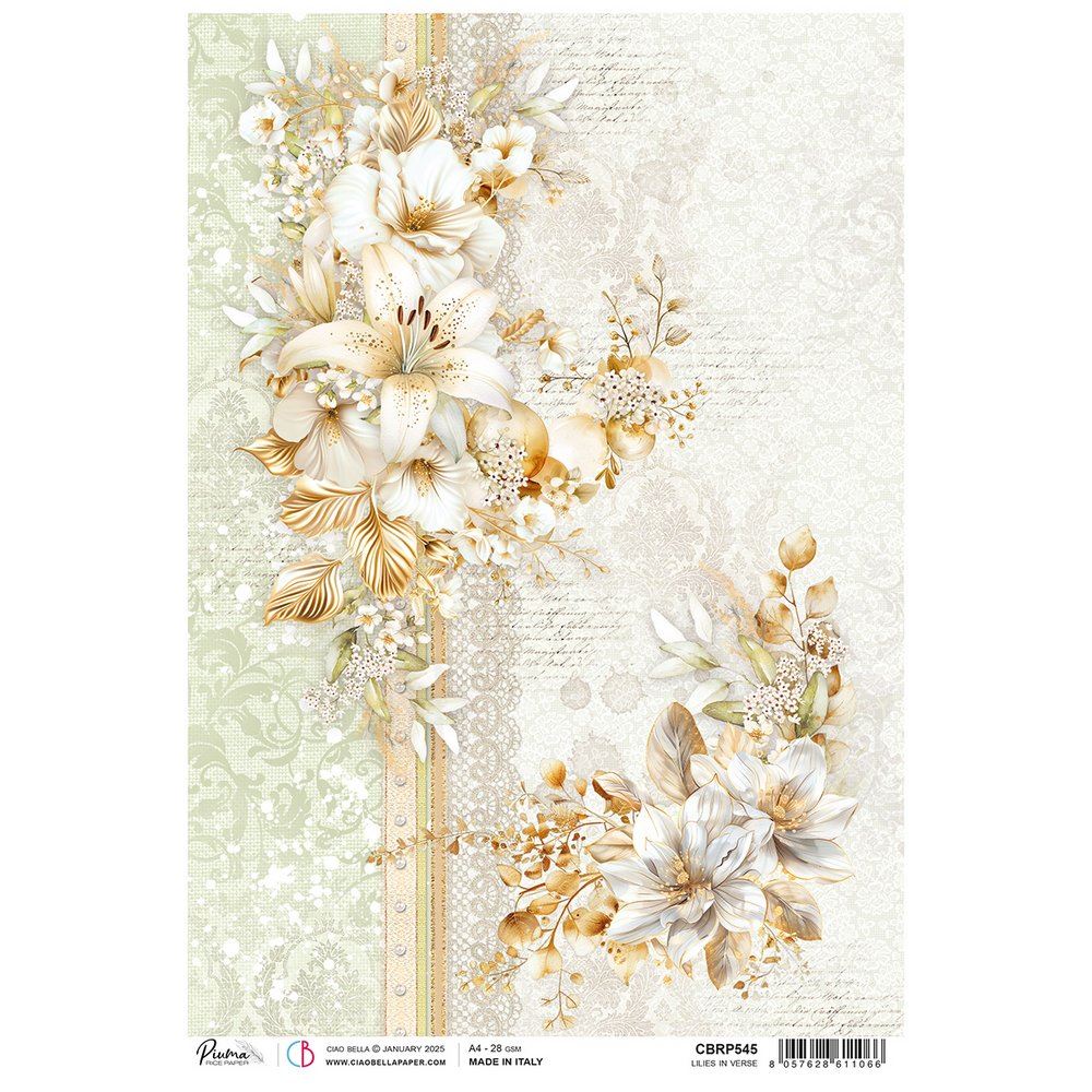 Carta di riso A4 Lilies in Verse Blessing Day