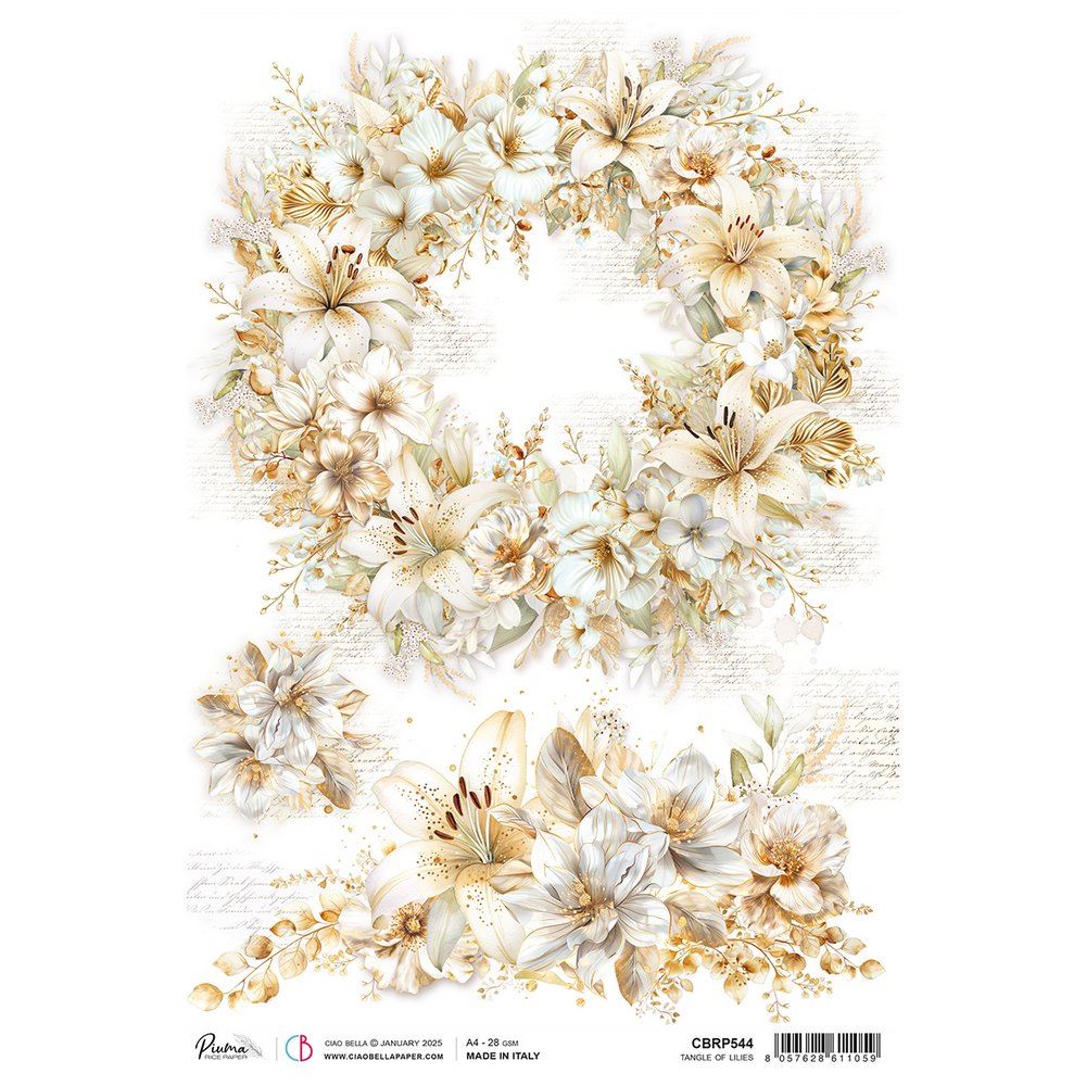 Carta di riso A4 Tangle of Lilies Blessing Day