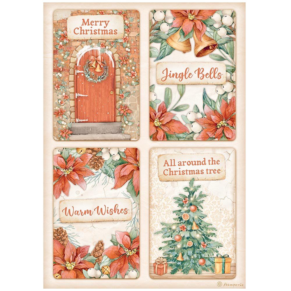 Carta di riso All Around Christmas 4 cards Stamperia