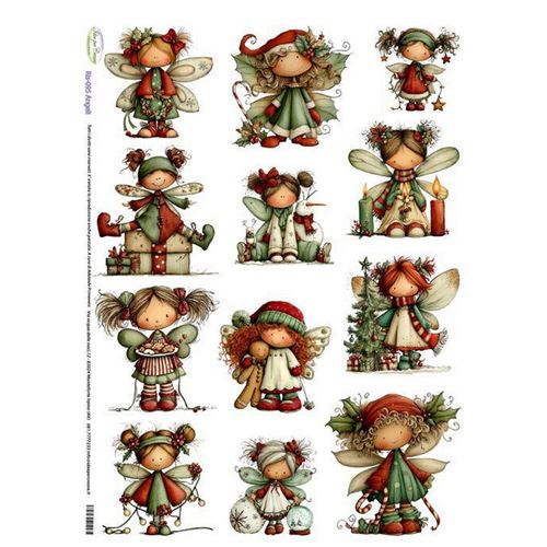 Carta di riso Angeli in tonalità rosso