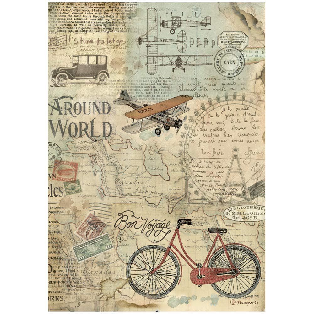 Carta di riso Around the world bicicletta Stamperia