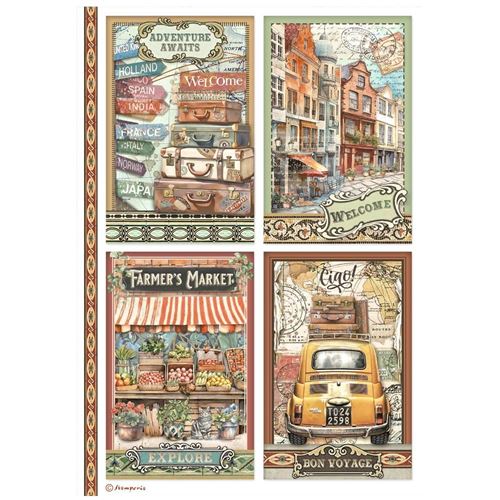 Carta di riso Art of Travelling 4 cards Stamperia