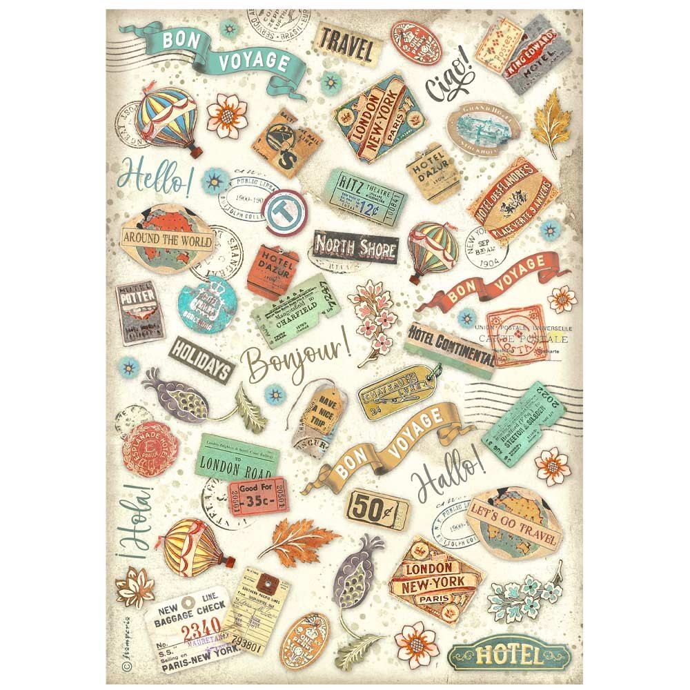 Carta di riso Art of Travelling etichette Stamperia
