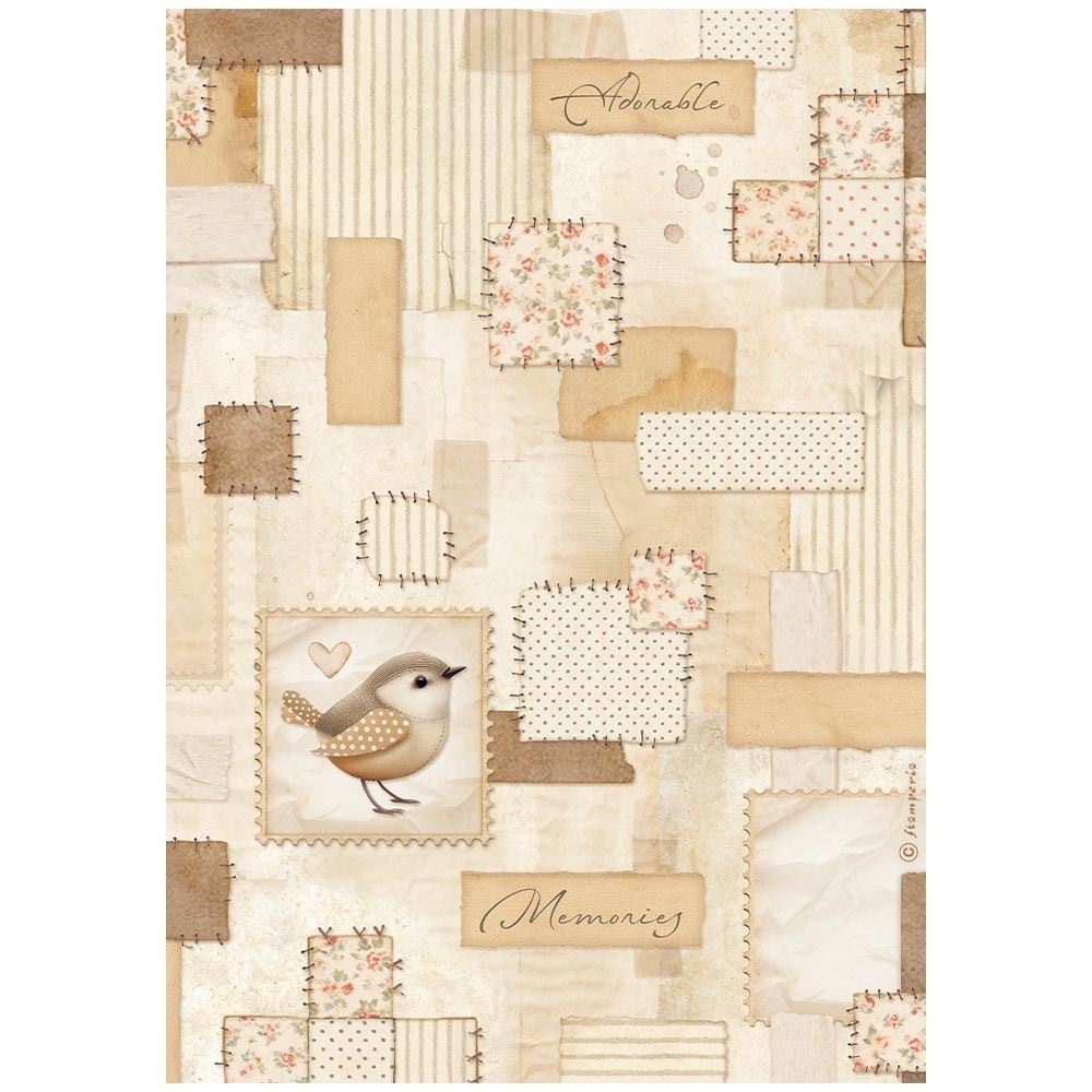 Carta di riso Baby patchwork uccellino Stamperia