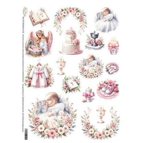 Carta di riso Battesimo Bimba