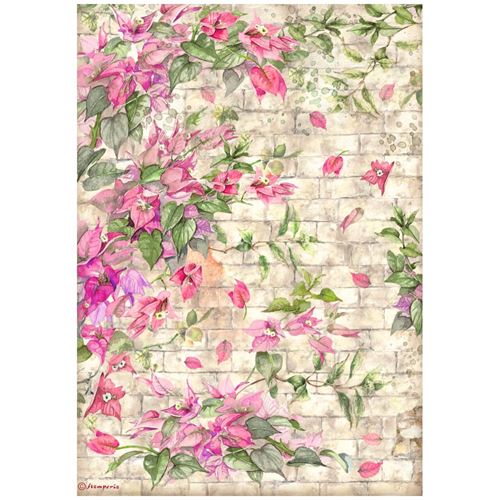 Stamperia Carta di Riso f.to A4-Ortensie e Libellula, Multicolore, 29.7cmX21cm, 6 unità