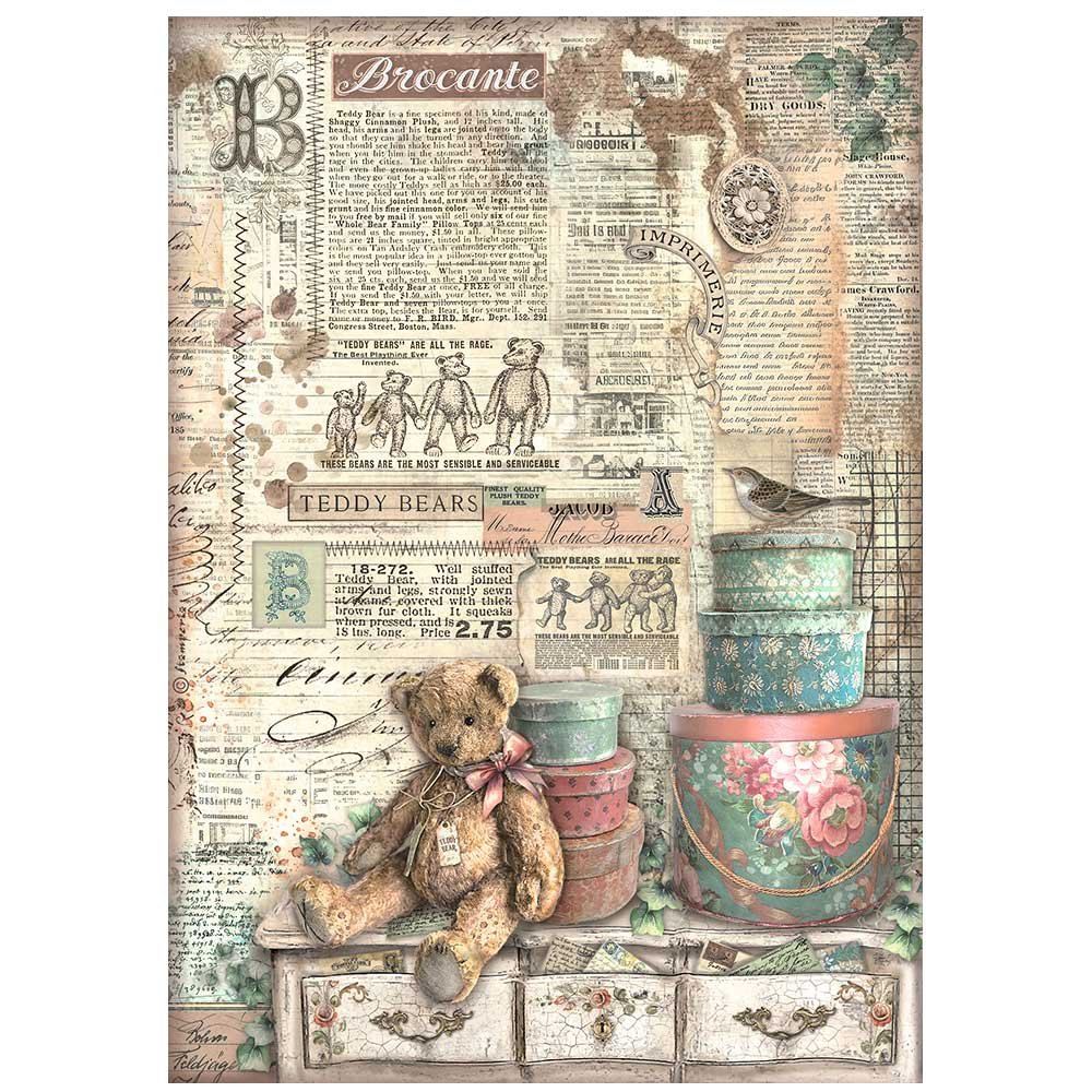 Carta di riso Brocante Antiques teddy bears Stamperia