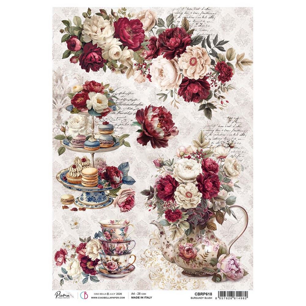 Carta di riso Burgundy blush Bohemian Burgundy 