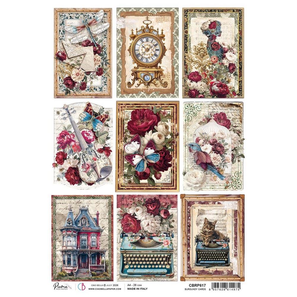 Carta di riso Burgundy cards Bohemian Burgundy 