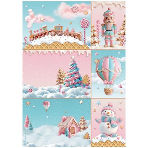 Carta di riso Candy Christmas cartoline Stamperia