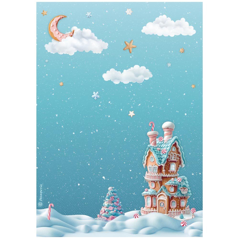 Carta di riso Candy Christmas casetta di marzapane Stamperia
