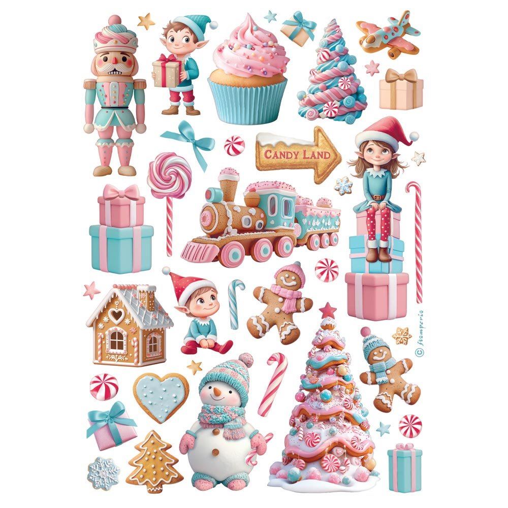 Carta di riso Candy Christmas elementi Stamperia