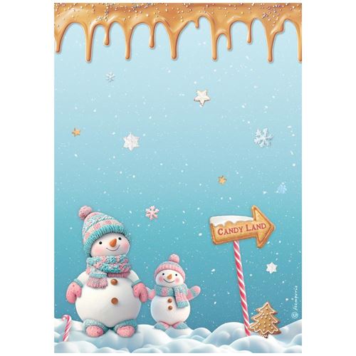 Carta di riso Candy Christmas pupazzi di neve Stamperia