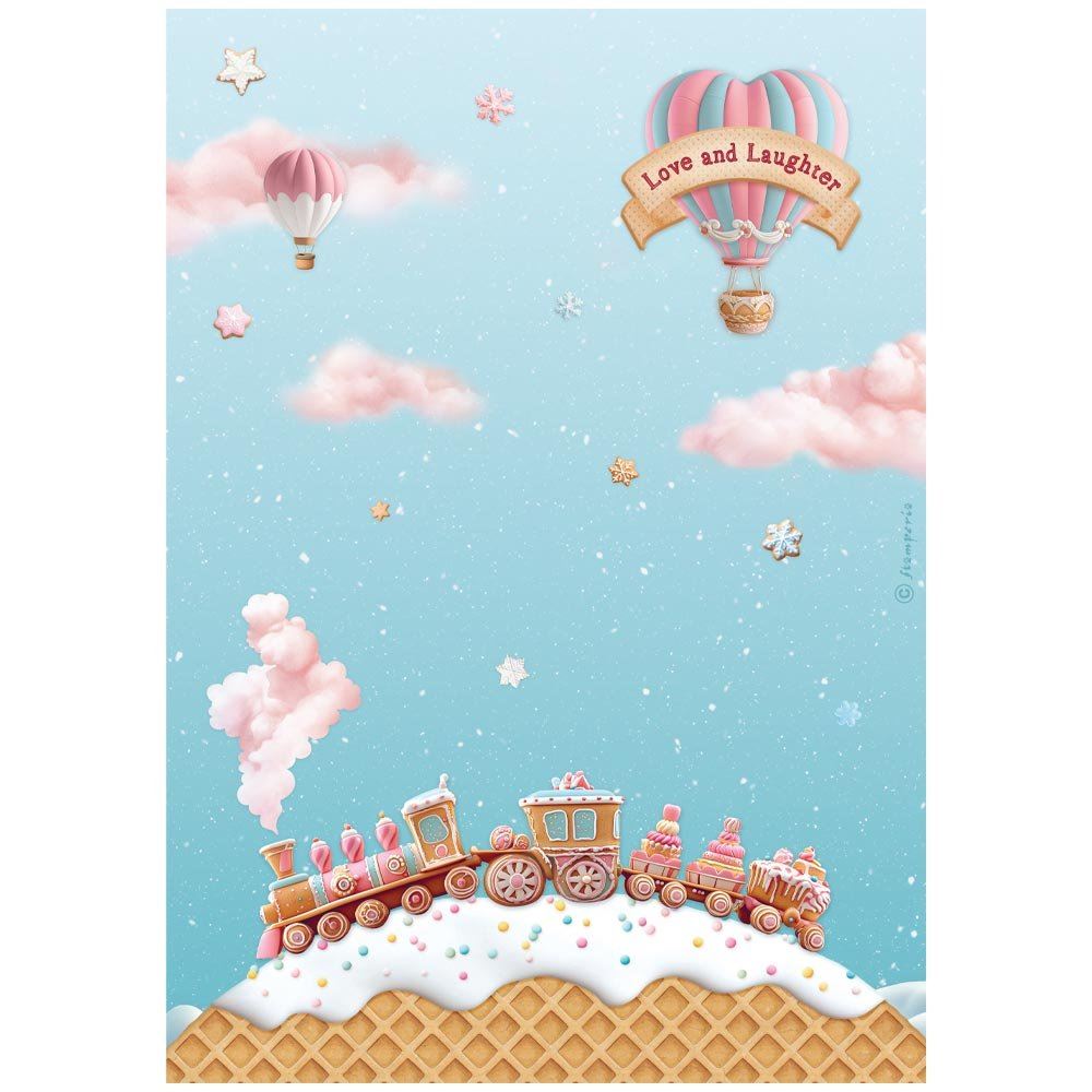 Carta di riso Candy Christmas trenino Stamperia