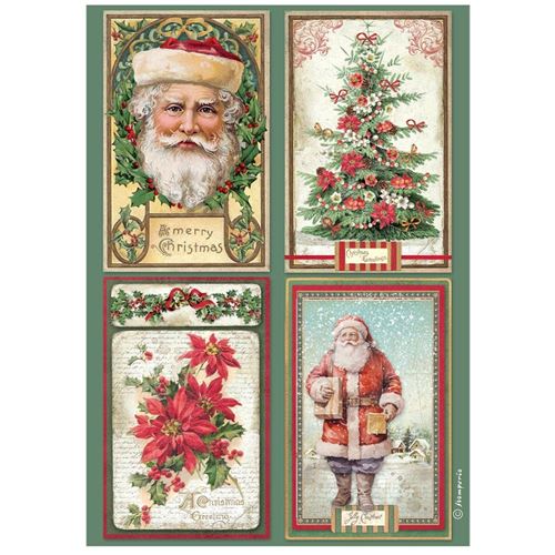 Carta di riso Classic Christmas 4 cards Stamperia
