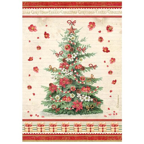 Carta di riso Classic Christmas albero Natale Stamperia