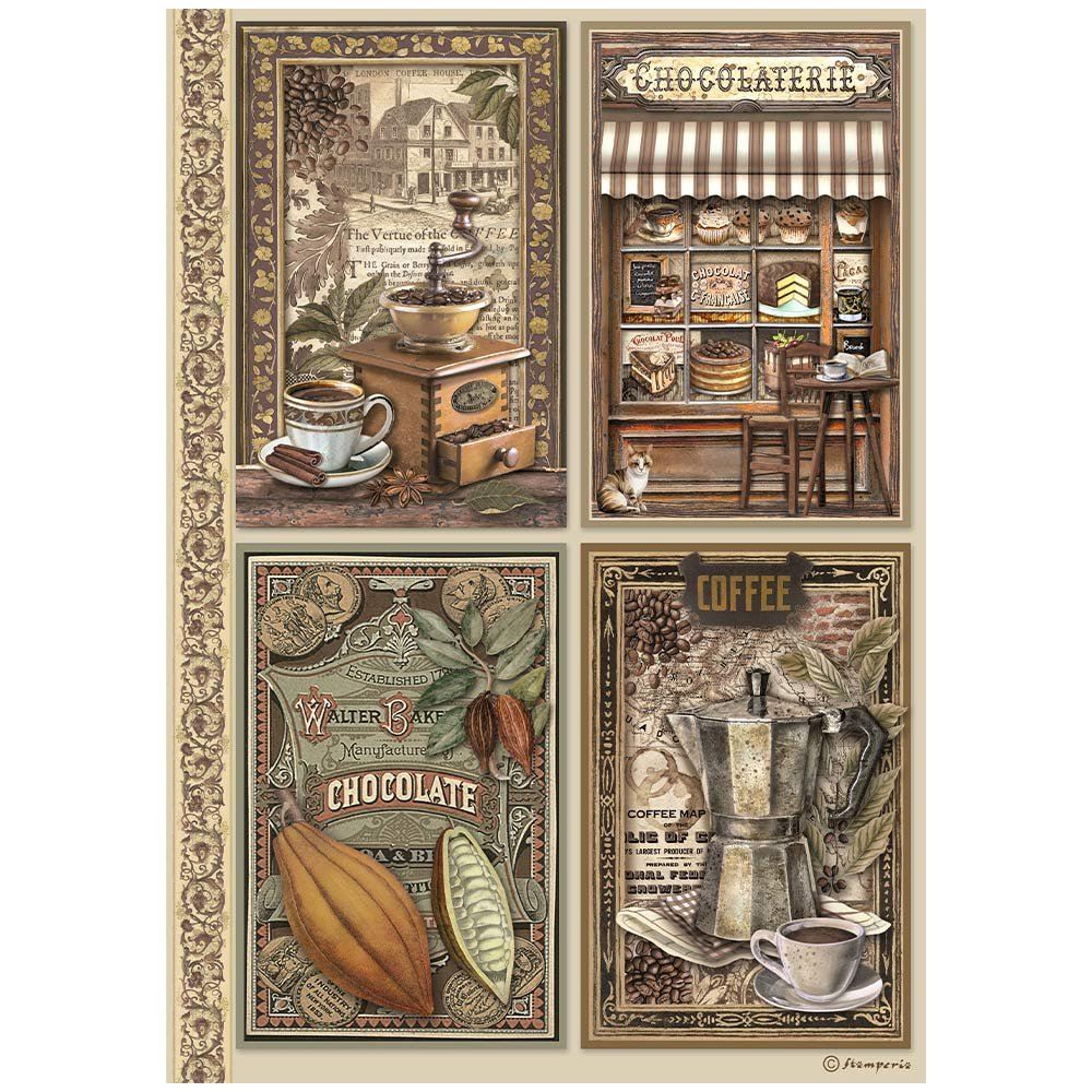 Carta di riso Coffee and Chocolate 4 cards Stamperia
