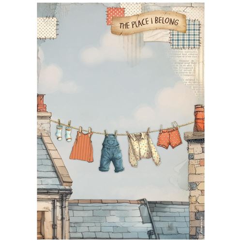 Carta di riso Family biancheria stesa Stamperia