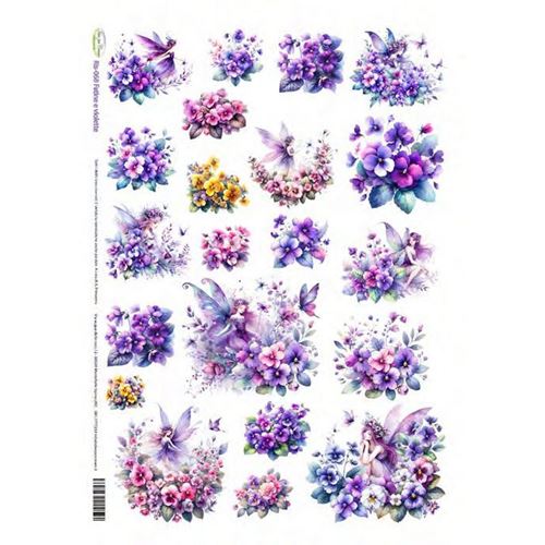 Carta di riso Fiori e Fatine Viola