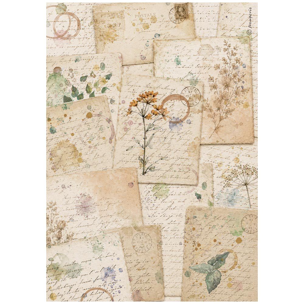 Carta di riso Flowers and Poems fogli di botanica Stamperia