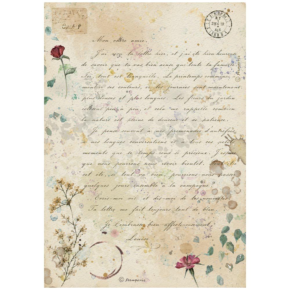 Carta di riso Flowers and Poems lettera manoscritta Stamperia