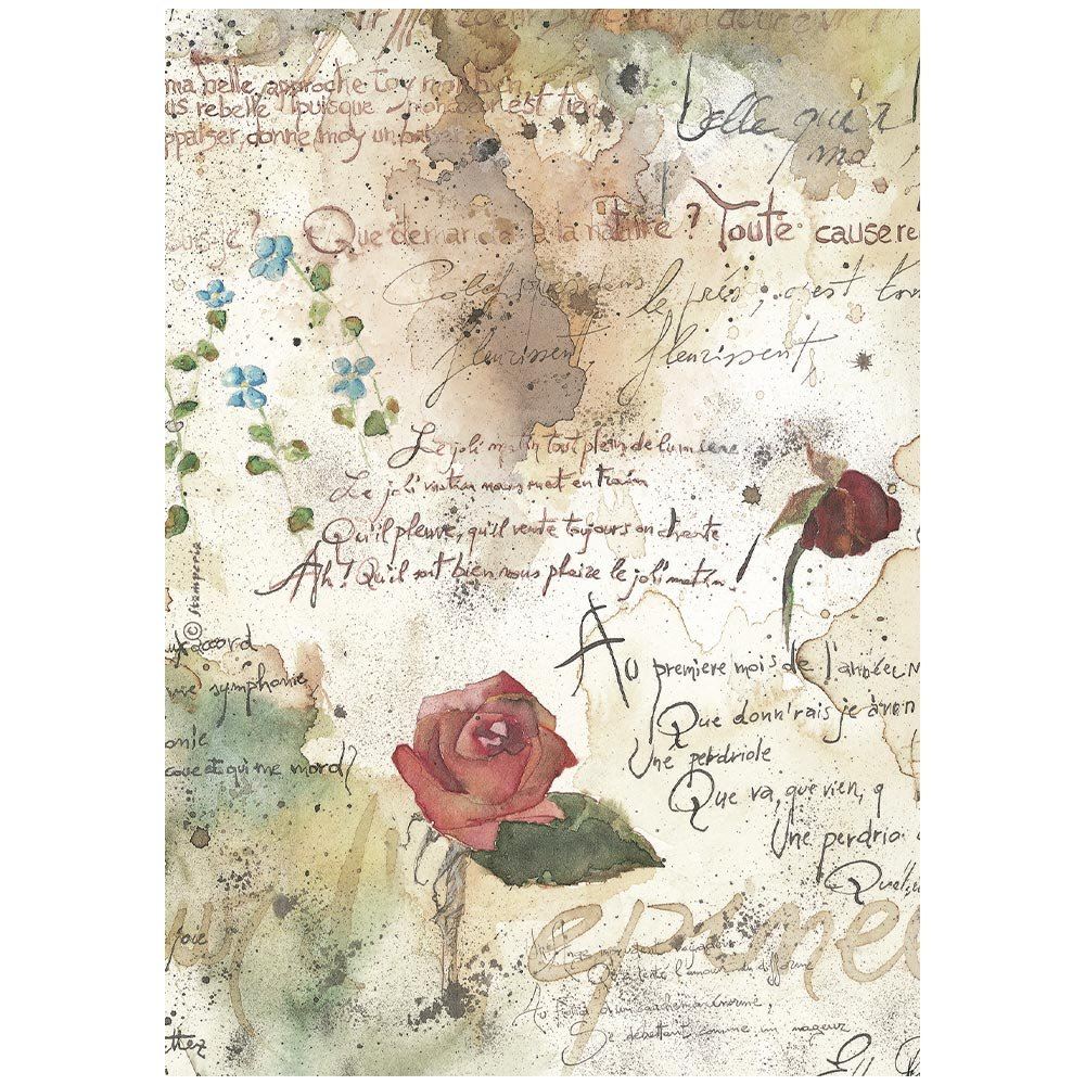 Carta di riso Flowers and Poems texture Stamperia