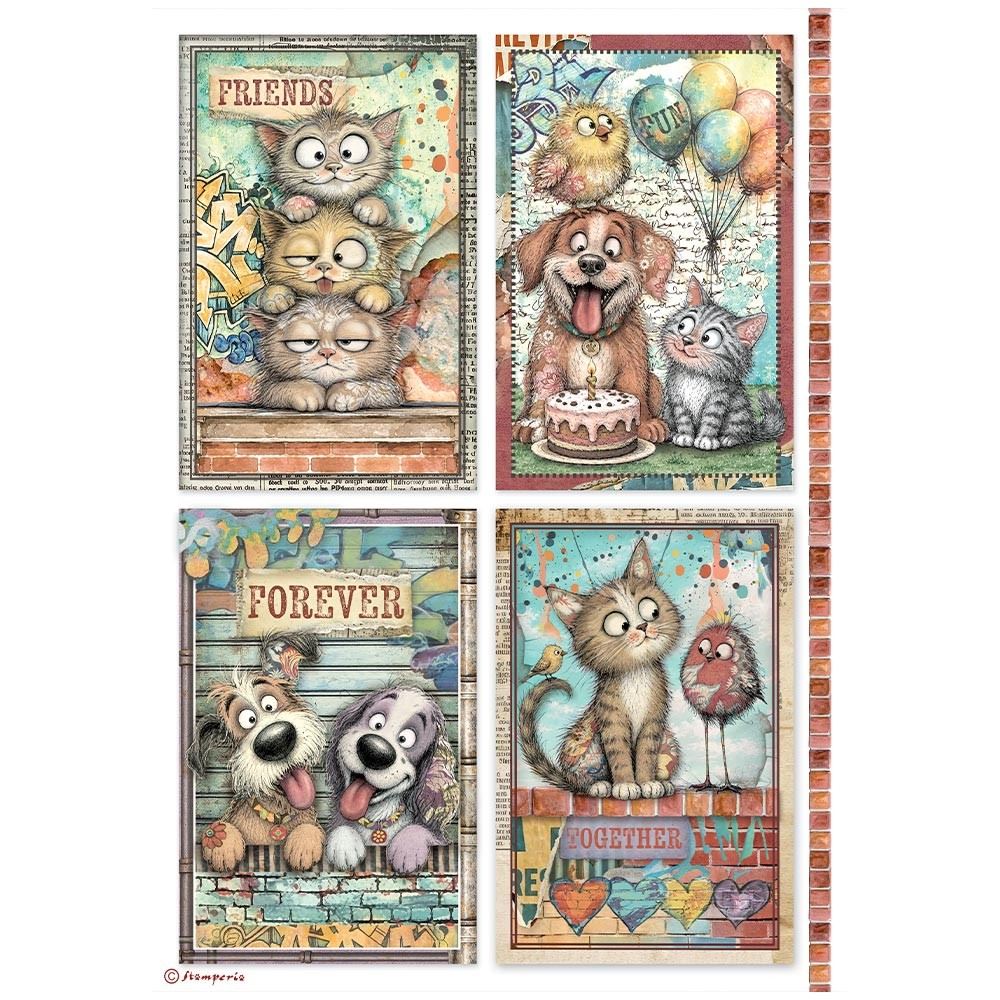 Carta di riso Furry Friends 2 cards Stamperia