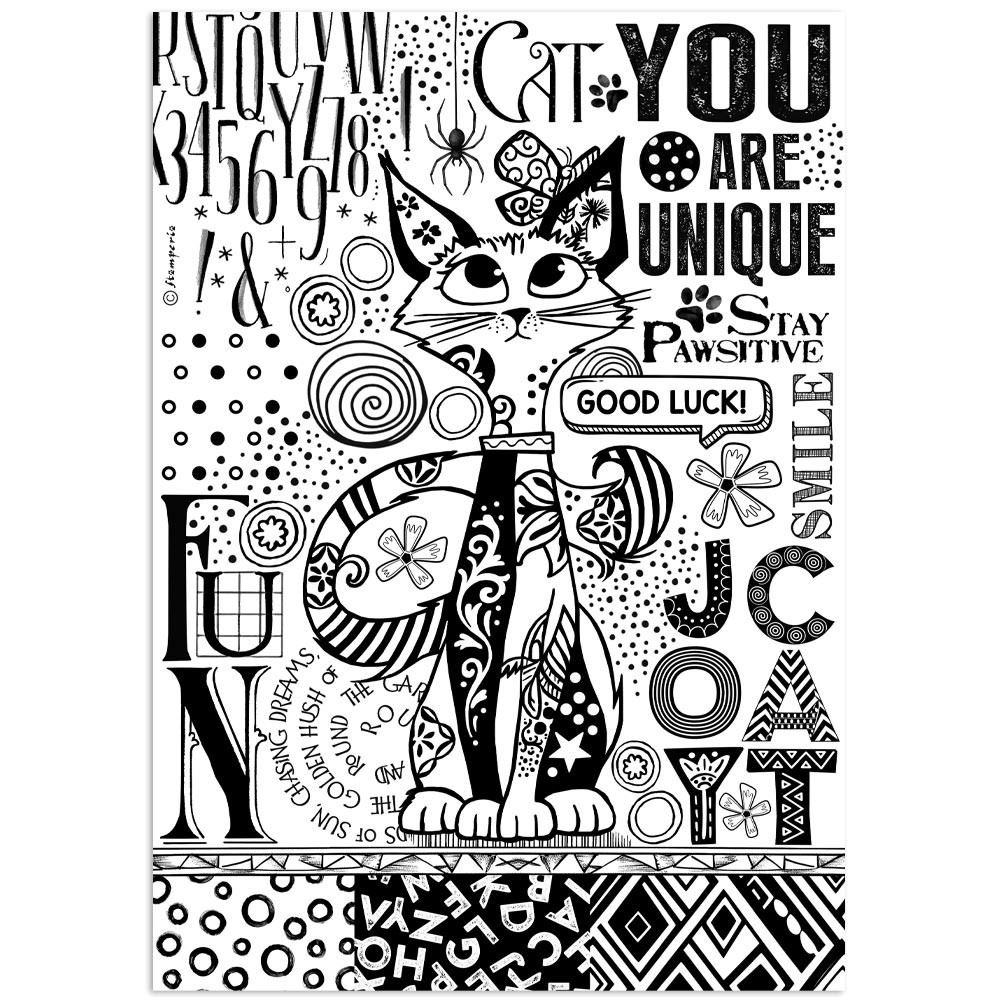 Carta di riso Furry Friends gatto stampa a un colore Stamperia