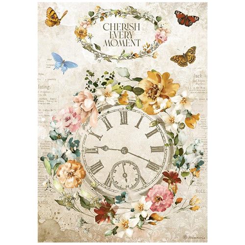 Carta di riso Garden of Promises cherish every moment clock 