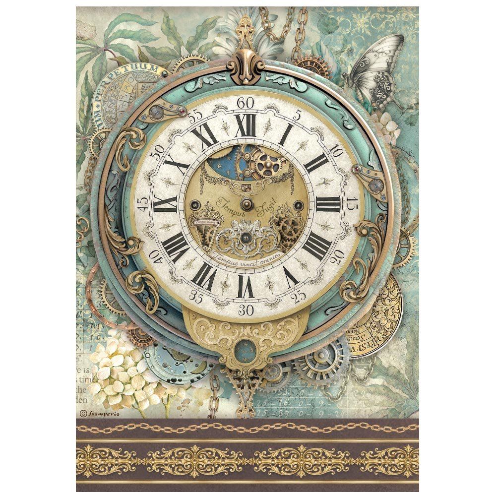 Carta di riso Gardens of Time orologio grande Stamperia