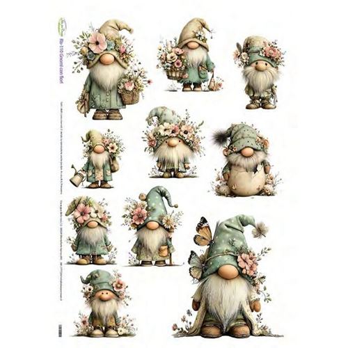 Carta di riso Gnomi con fiori