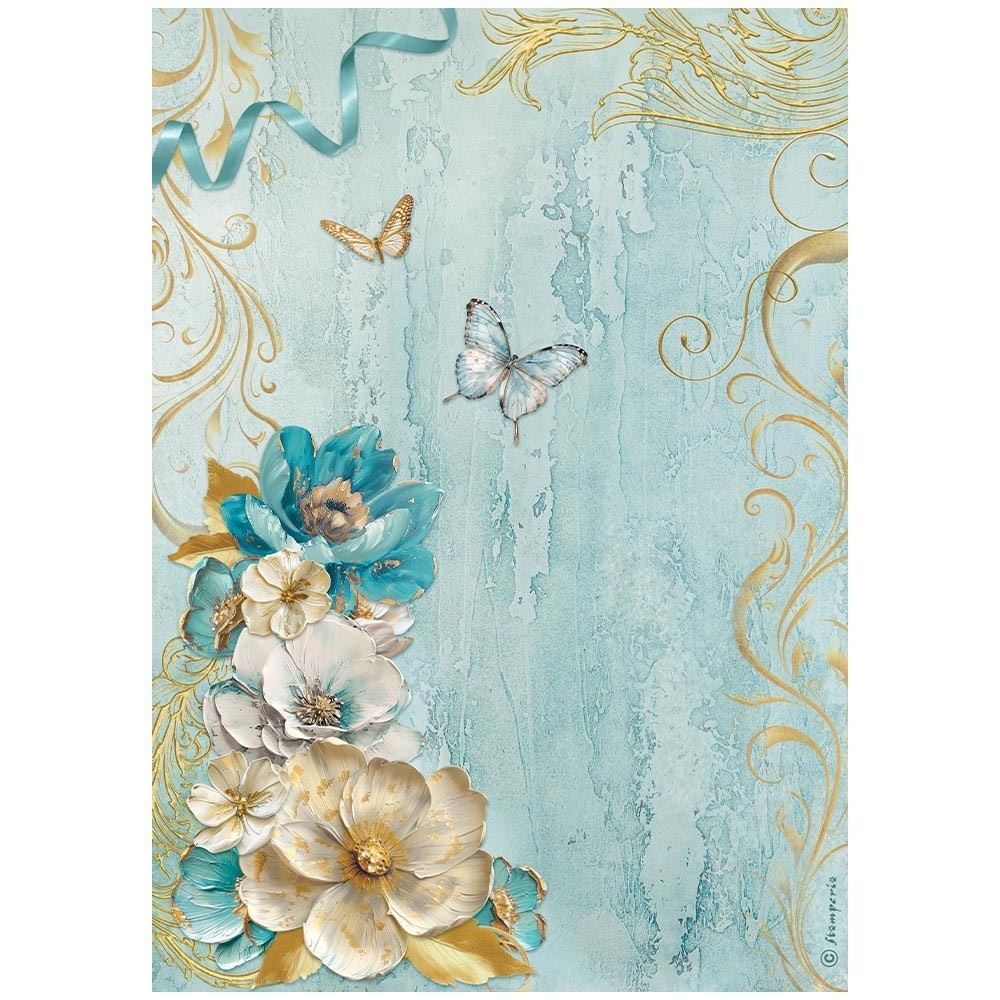 Carta di riso Masquerade angolo con fiori Stamperia