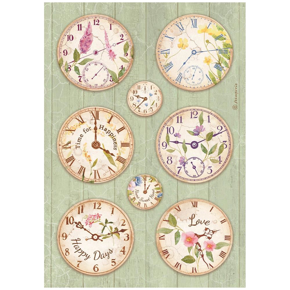 Carta di riso Orologi Create Happiness Welcome Home Stamperia