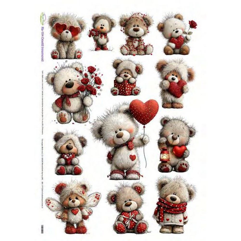 Carta di riso Orsetti Innamorati