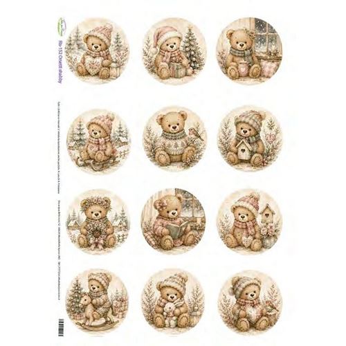 Carta di riso Orsetti Shabby
