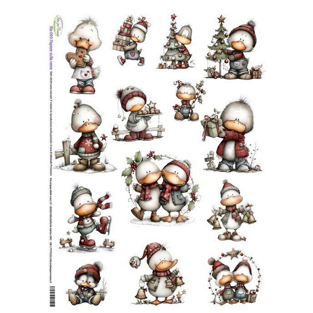 Carta di riso Papere sulla neve